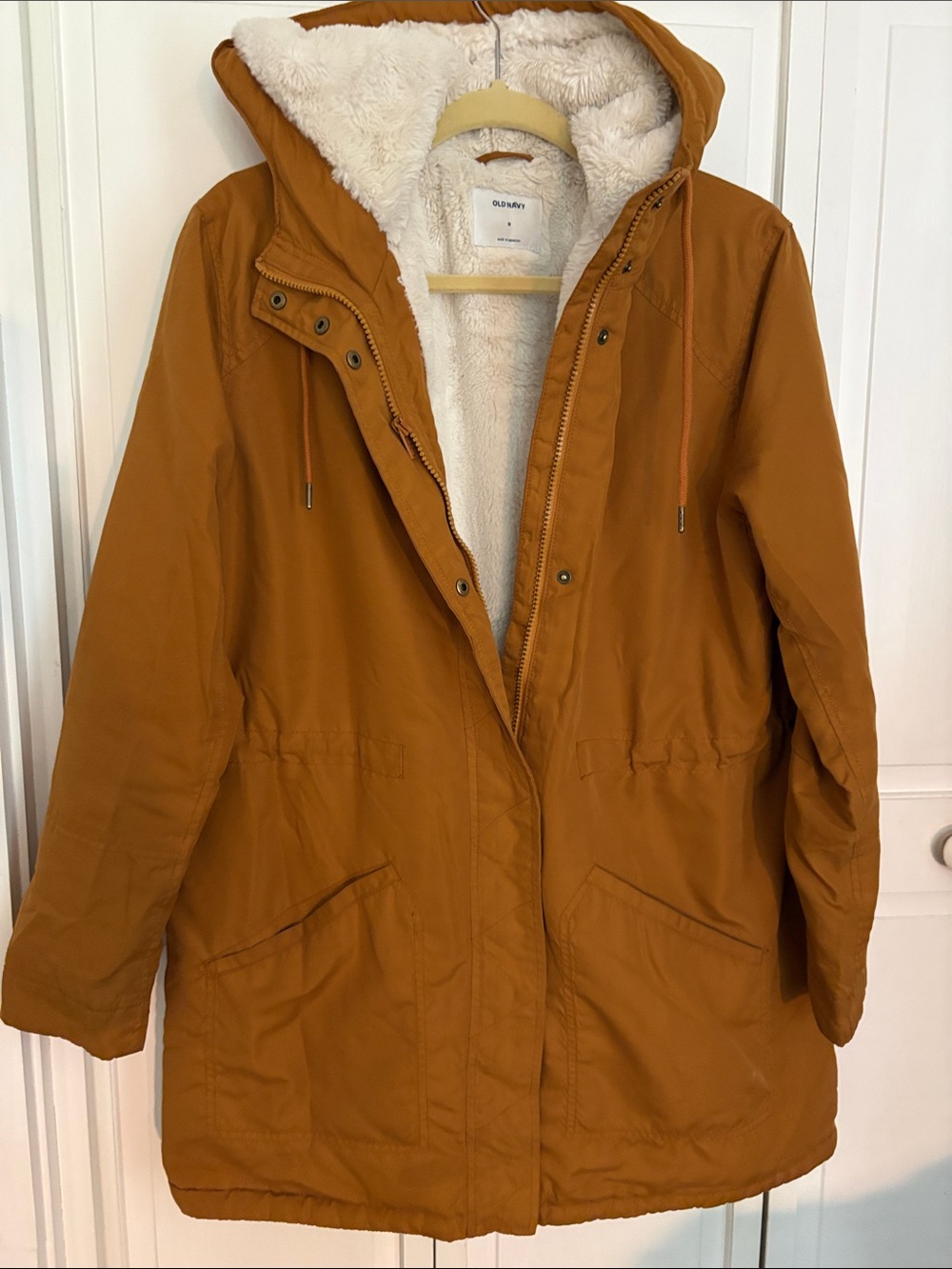 Old Navy Women's Mustard Hooded Sherpa-Lined Utility Jacket